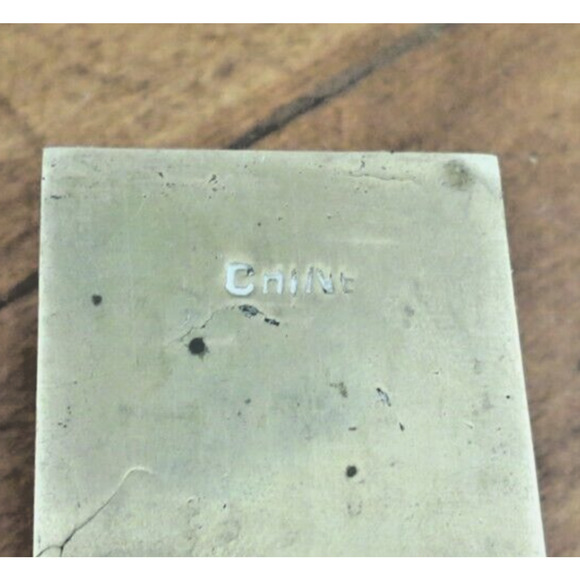 Chinese Brass Stamp Box Or Trinket Box W/ Cabochons & Vine Floral Design Vintage - Picture 5 of 5